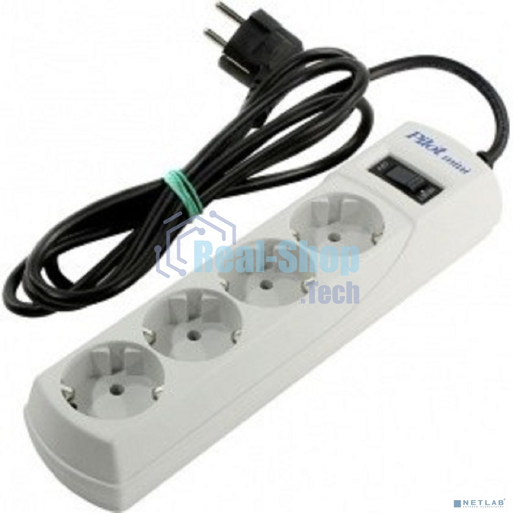 Сетевой фильтр Pilot mini 1.8 м (4 розетки) белый (коробка)