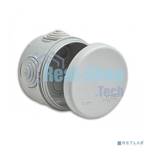 Рувинил 67025 Тусо.Коробка расп. для о/п, D = 80 мм, Н = 50 мм, 4 ввода, IP55 (св.-серая)