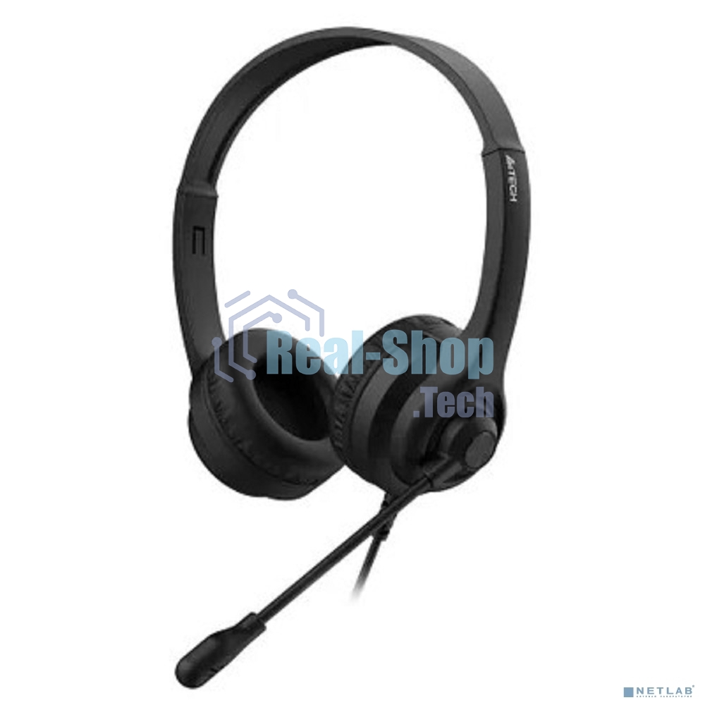 Гарнитура проводная с микрофоном A4Tech HU-8 черный 2м накладные USB оголовье