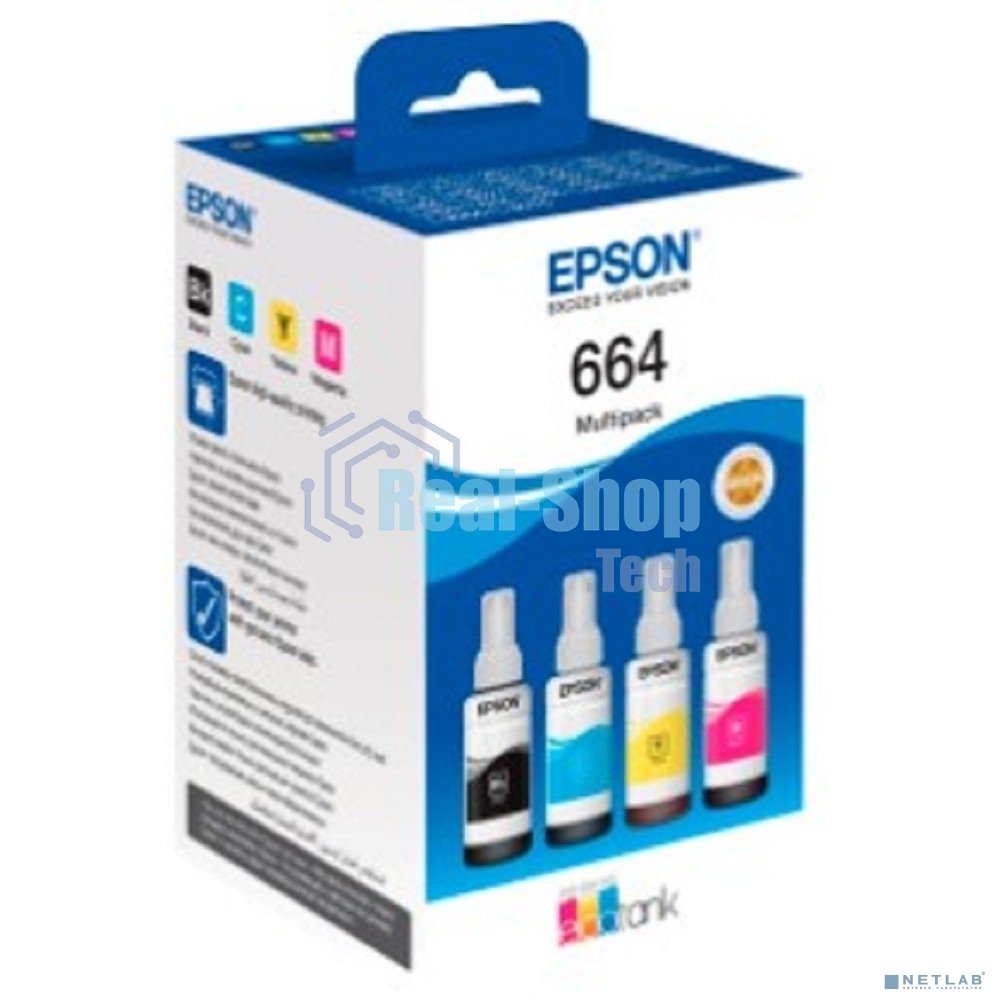 Чернила Epson L100/110/200/210/300/355/550/555 (O) 4 цвета мультипак C13T66464A