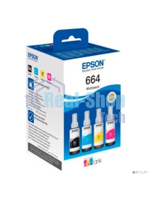 Чернила Epson L100/110/200/210/300/355/550/555 (O) 4 цвета мультипак C13T66464A