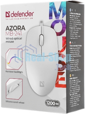 Мышь проводная Defender Azora MB-241 белый, 1200 dpi, USB, кнопки - 3