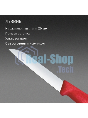 Нож кухонный Victorinox Swiss Classic (6.7401.C1) стальной для чистки овощей и фруктов лезв. 80 мм прямая заточка красный