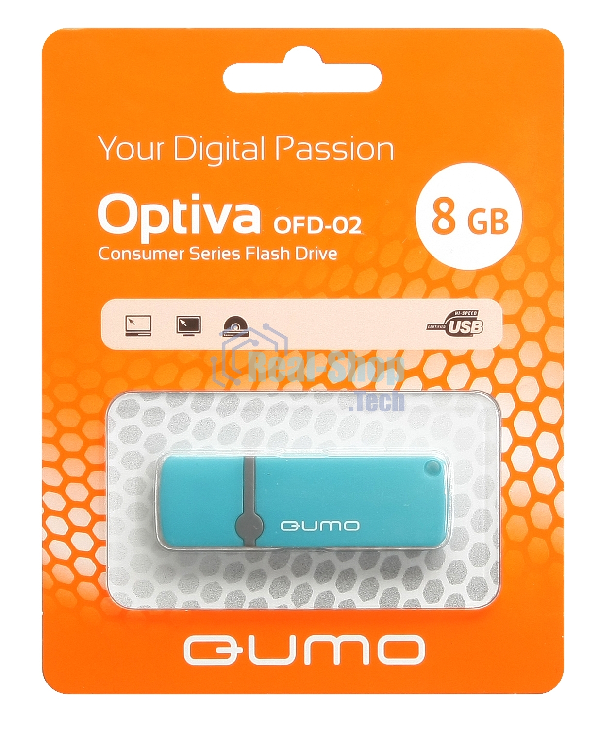 Флешка USB QUMO 8Gb, Optiva 02 синий QM8GUD-OP2-blue