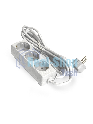 Удлинитель ExeGate ECE-3-1.8W (EX285803RUS), белый, 1.8 м, евровилка с заземлением, 3 евророзетки с заземлением, 2200 Вт