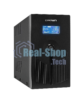 Источник бесперебойного питания CROWN 800VA/450W, металл, 1x12V/9AH, розетки 3*EURO+1*IEC bybass, трансформатор AVR 145-280V, LCD дисплей, съемный кабель 1.2м, фильтр телефонной и ethernet линии RJ11/45, защита батареи, от перегрузки, от КЗ