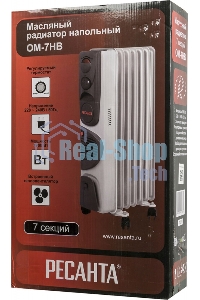 Обогреватель масляный Ресанта ОМ-7НВ (7секций) белый, 1900 Вт, 19 м2, термостат 67/3/10