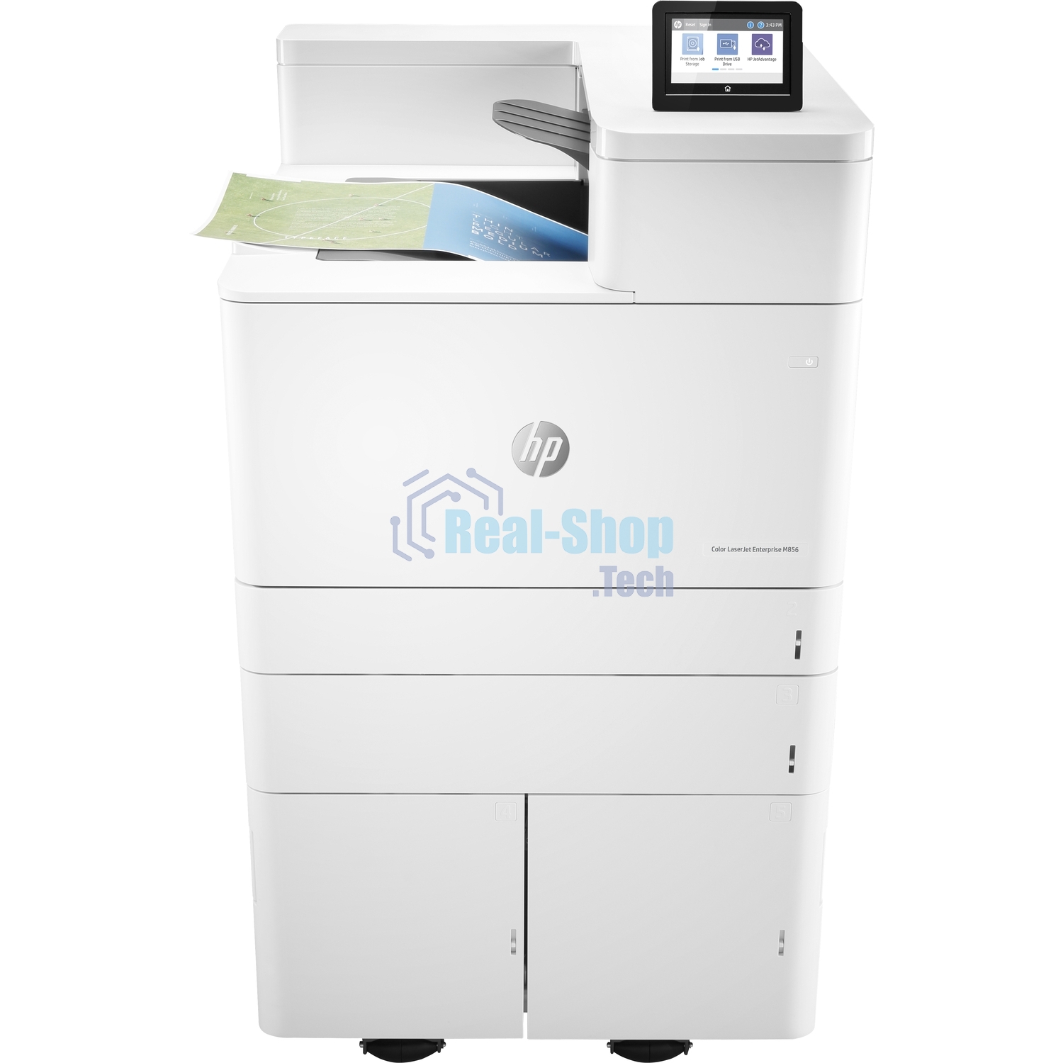Принтер лазерный HP Color LaserJet Enterprise M856dn (A3, 1200dpi,ImageREt4800, 56(56) ppm, 1,5 Gb, 16Gb EMMC, Duplex, 2trays 550+100, 1y warr, cart. B 16K & CMY 13K pages in box, repl. A2W77A)