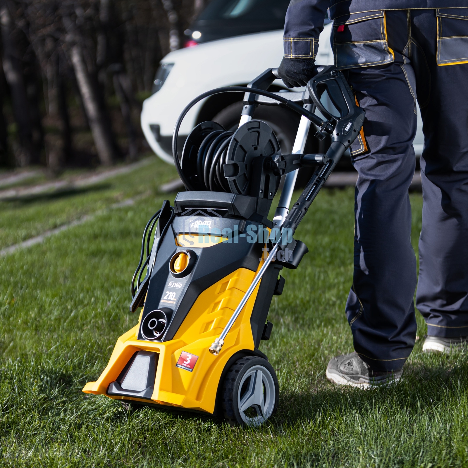 Моечная машина высокого давления Denzel R-210iD, 2600 Вт, 210 бар, 8,0 л/мин, асинх. двиг., бараб.