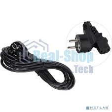 Кабель питания ExeGate Special PC-5S (Евровилка угловая Schuko->С13) 3*0.75, CCA, черный, 5м