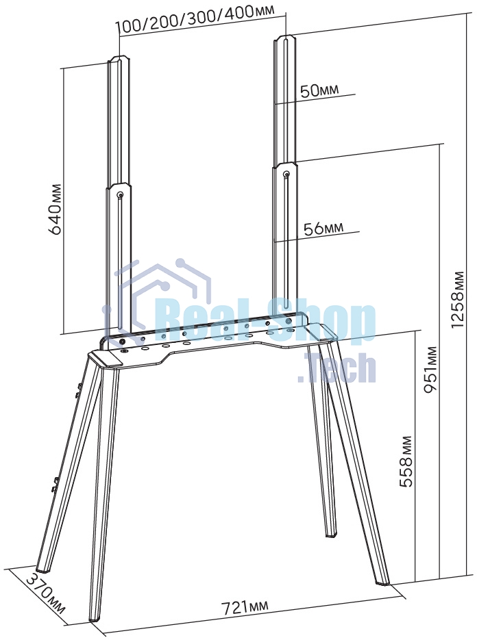 Подставка для телевизора Cactus CS-ST3644BKWN черный/орех 43