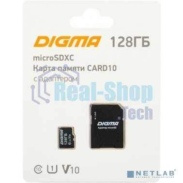 Флеш карта microSDXC 128Gb Class10 Digma CARD10 + adapter