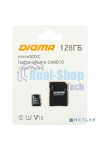Флеш карта microSDXC 128Gb Class10 Digma CARD10 + adapter