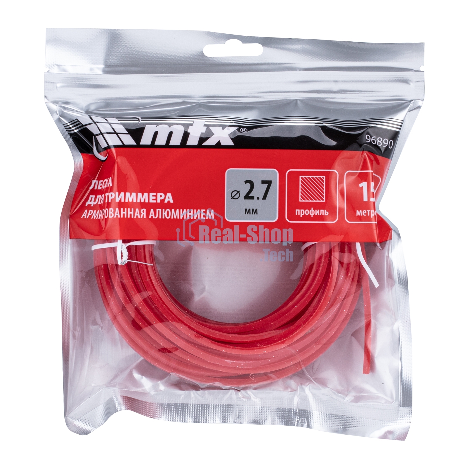Леска для триммера MTX армированная алюминием квадрат 2,7 мм х 15 м