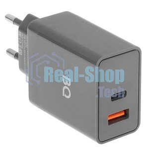 Сетевое зарядное устройство BQ Charger 38W2A01 (2 ports Type-C + USB, PD 20W+QC3.0 18W, 38W total) серый