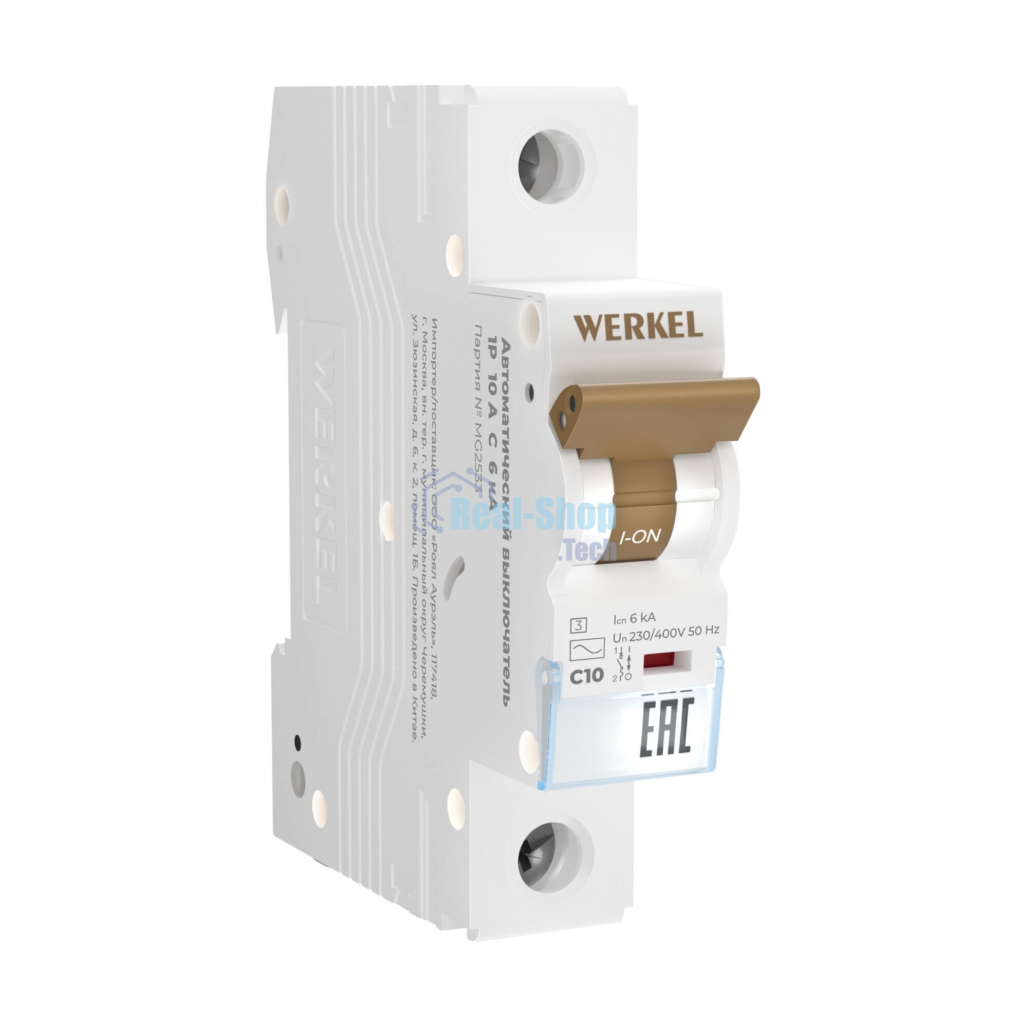 Автоматический выключатель Werkel 1P 10 A C 6 кА W901P106
