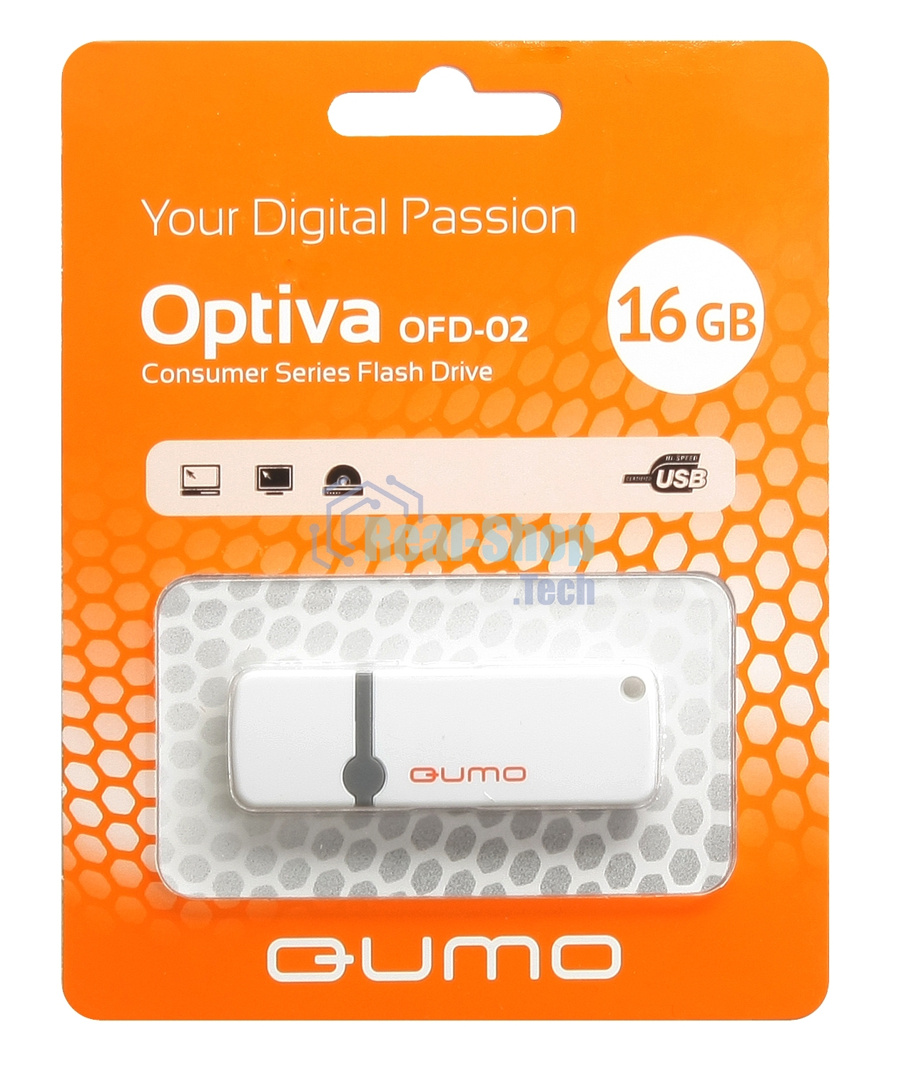Флешка USB 2.0 QUMO 16Gb Optiva 02 белый QM16GUD-OP2-белый