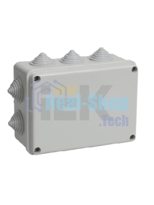 Коробка КМ41241 распаячная IEK UKO10-150-110-070-K41-44 для о/п 150х110х70 мм IP44 (RAL7035, 10 гермовводов)